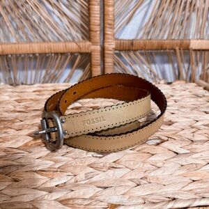 Fossil Green Leather Belt SZ M